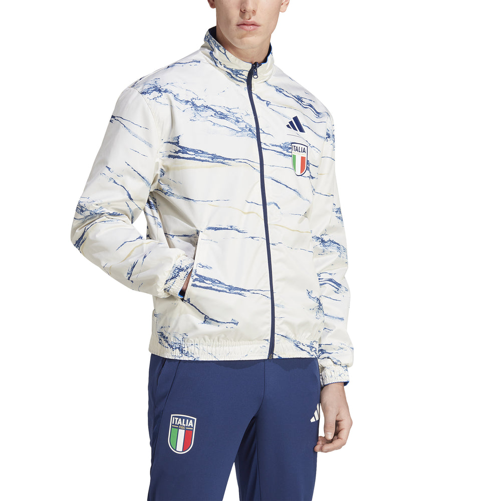 adidas Italy 23 Anthem Jacket - Off White/Blue