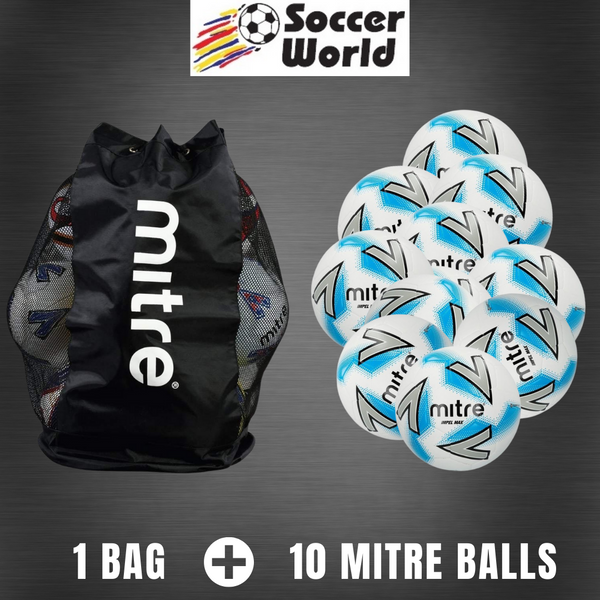 Mitre Training Balls Pack - 10 Mitre Impel Max size 3 balls + Ball Bag
