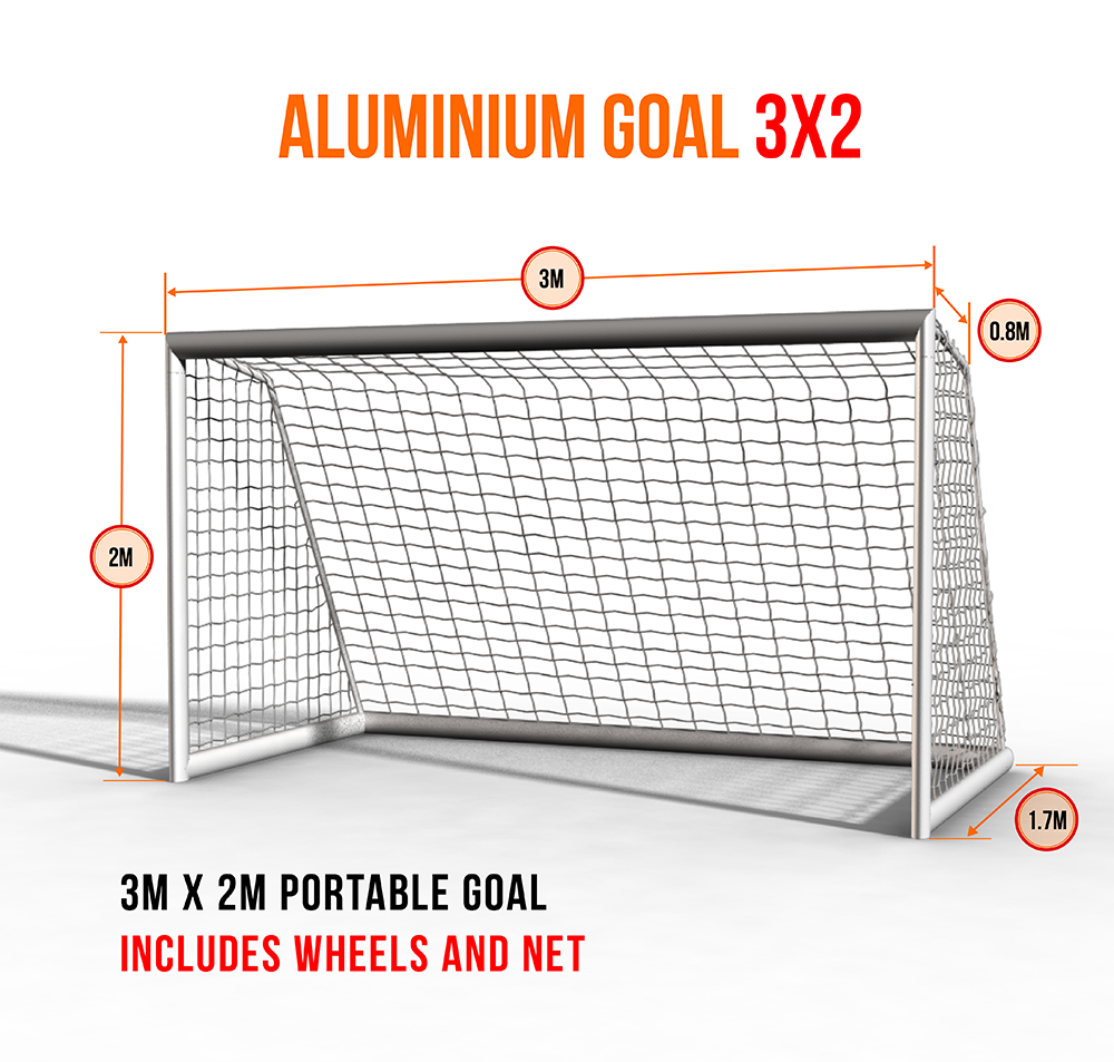 Aluminium Portable Goals 3X2 w/wheels